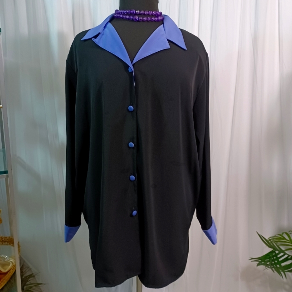 Vintage J.K. Designs Long Line Jacket, Size 3X, Black and Lavender